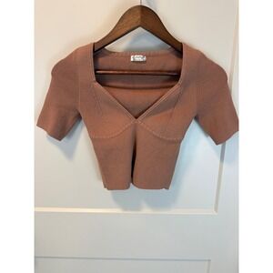 Intimately by Free People Teagan Swit Cropped Ribbed Sweater Top Size XS